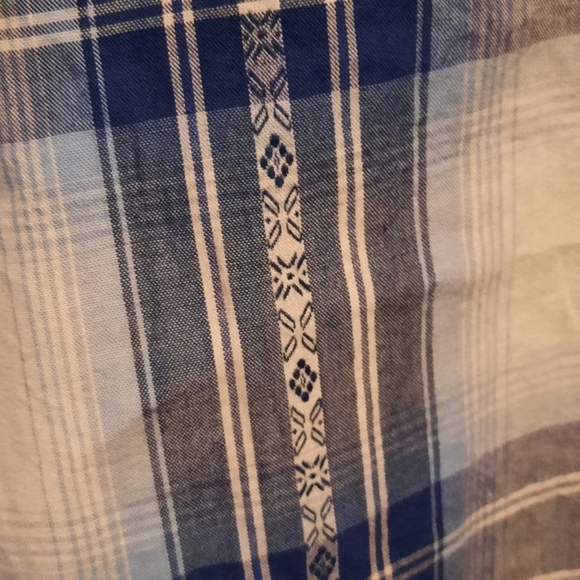 Lucky Brand Western Pearl Snap Shirt Mens XXL 2XL Blue Plaid Southwest Cowboy - Picture 8 of 11